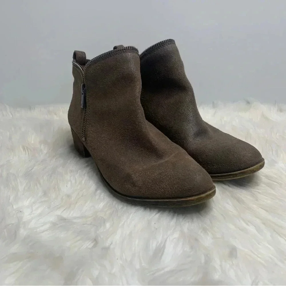 Lucky Brand Brown Bartalino Zipper Booties Size 9.5